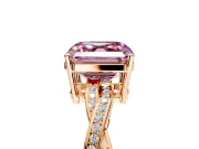 Solitaire Engagement Ring Setting for Fancy Pink Asscher Cut Center with Twisted Pave Band and Prong Head in Rose Gold