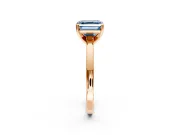 Solitaire Engagement Ring Setting for Fancy Blue Asscher Cut Center with Basket Rail and Prong Head in Rose Gold