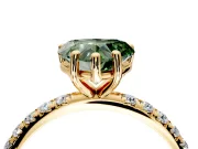 Solitaire Engagement Ring Setting for Fancy Green Heart-Shaped Center with Micro Pave Band and Prong Head in Yellow Gold