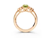 Cluster Engagement Ring Setting for Fancy Yellow Emerald Cut Center with Bezel Accent Clusters and Prong Head in Rose Gold
