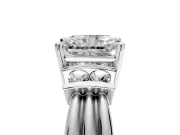 Solitaire Engagement Ring Setting for Radiant Cut Center with Grooved Bar Accent Band and Prong Head in Platinum