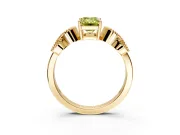 Leaf Engagement Ring Setting for Fancy Yellow Emerald Cut Center with Milgrain Accent Band and Prong Head in Yellow Gold