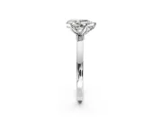 Solitaire Engagement Ring Setting for Pear-Shaped Center with Thin Rounded Plain Band and Prong Head in Platinum