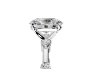 Solitaire Engagement Ring Setting for Oval Center with Bezel Station Band and Prong Head in Sterling Silver