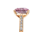 Solitaire Engagement Ring Setting for Fancy Pink Radiant Cut Center with Channel Accents and Prong Head in Rose Gold