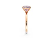 Solitaire Engagement Ring Setting for Fancy Pink Princess Cut Center with Straight Thin Band and Prong Head in Rose Gold