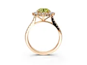 Halo Engagement Ring Setting for Fancy Yellow Round Cut Center with Single-Row Pave, Open Basket and Prong Head in Rose Gold