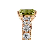 Solitaire Engagement Ring Setting for Fancy Yellow Emerald Cut Center with Pave Cathedral Shoulders and Prong Head in Rose Gold