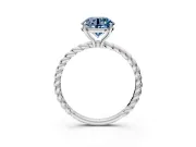 Solitaire Engagement Ring Setting for Fancy Blue Round Cut Center with Plain Twisted Rope Band and Prong Head in Sterling Silver