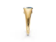 Tension Engagement Ring Setting for Fancy Blue Oval Center with Wide Tapered Band and Tension Head in Yellow Gold