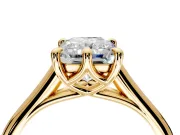 Solitaire Engagement Ring Setting for Radiant Cut Center with Cathedral Band and Prong Head in Yellow Gold