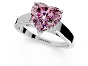 Solitaire Engagement Ring Setting for Fancy Pink Heart-Shaped Center with Tapered Split Shoulders and Prong Head in Sterling Silver
