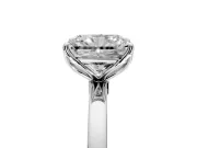 Solitaire Engagement Ring Setting for Radiant Cut Center with Thin Rounded Plain Band and Prong Head in Platinum