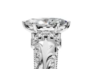 Solitaire Engagement Ring Setting for Marquise Center with Filigree Accent Basket and Prong Head in Platinum