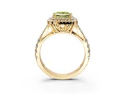 Double Halo Engagement Ring Setting for Fancy Yellow Princess Cut Center with Narrow Pave Split Shank and Prong Head in Yellow Gold