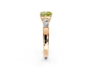 5 Stone Engagement Ring Setting for Fancy Yellow Cushion Cut Center with Plain Band and Prong Head in Rose Gold