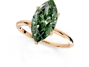 Solitaire Engagement Ring Setting for Fancy Green Marquise Center with Straight Thin Band and Prong Head in Rose Gold