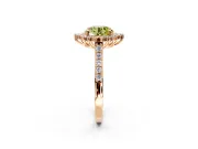 Sunburst Halo Engagement Ring Setting for Fancy Yellow Round Cut Center with Pave Band and Prong Head in Rose Gold