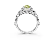 Solitaire Engagement Ring Setting for Fancy Yellow Pear-Shaped Center with Filigree Band and Prong Head in Platinum