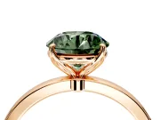 Solitaire Engagement Ring Setting for Fancy Green Round Cut Center with Thin Rounded Plain Band and Prong Head in Rose Gold