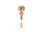 Vintage Station Engagement Ring Setting for Fancy Yellow Cushion Cut Center with Accents and Prong Head in Rose Gold