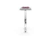 Halo Engagement Ring Setting for Fancy Pink Emerald Cut Center with Plain Tapered Band and Prong Head in Platinum