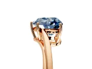 Solitaire Engagement Ring Setting for Fancy Blue Heart-Shaped Center with Plain Bypass Twist Band and Prong Head in Rose Gold