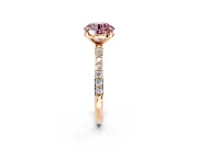 Solitaire Engagement Ring Setting for Fancy Pink Round Cut Center with Pave Accents and Prong Head in Rose Gold
