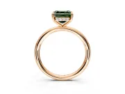 Hidden Halo Engagement Ring Setting for Fancy Green Asscher Cut Center with Thin Rounded Band and Prong Head in Rose Gold