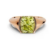 Tension Engagement Ring Setting for Fancy Yellow Radiant Cut Center with Wide Tapered Band and Tension Head in Rose Gold