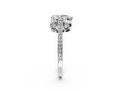 Cathedral Engagement Ring Setting for Pear-Shaped Center with Antique-Style Pave Band and Prong Head in Sterling Silver