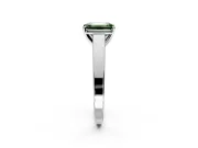 Solitaire Engagement Ring Setting for Fancy Green Emerald Cut Center with Tapered Split Shoulders and Prong Head in Platinum
