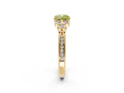 Cluster Engagement Ring Setting for Fancy Yellow Cushion Cut Center with Bezel Accent Clusters and Prong Head in Yellow Gold