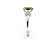 Floral Engagement Ring Setting for Fancy Yellow Emerald Cut Center with Marquise Cluster Shoulders and Prong Head in Platinum