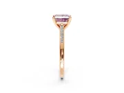 Solitaire Engagement Ring Setting for Fancy Pink Princess Cut Center with Channel Accents and Prong Head in Rose Gold