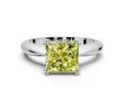 Solitaire Engagement Ring Setting for Fancy Yellow Princess Cut Center with Reverse Tapered Band and Prong Head in Sterling Silver