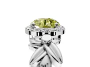 Halo Engagement Ring Setting for Fancy Yellow Round Cut Center with Floral Band and Prong Head in Platinum