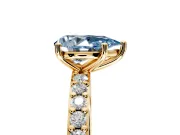 Solitaire Engagement Ring Setting for Fancy Blue Pear-Shaped Center with Round Cut Pave Band and Prong Head in Yellow Gold