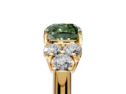 Cluster Engagement Ring Setting for Fancy Green Cushion Cut Center with Round Cut Accent Frame and Prong Head in Yellow Gold