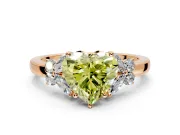 Solitaire Engagement Ring Setting for Fancy Yellow Heart-Shaped Center with Marquise Flower Shoulders and Prong Head in Rose Gold