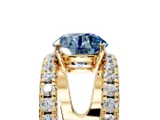 Solitaire Engagement Ring Setting for Fancy Blue Round Cut Center with Wide-Open Split Shank and Prong Head in Yellow Gold