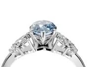 Leaf Cluster Engagement Ring Setting for Fancy Blue Marquise Center with Marquise Accents and Prong Head in Sterling Silver