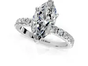 Solitaire Engagement Ring Setting for Marquise Center with Fine Pave Band and Claw Prong Head in Sterling Silver
