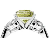 3 Stone Engagement Ring Setting for Fancy Yellow Princess Cut Center with Large Pear-Shaped Accents and Prong Head in White Gold