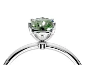 Solitaire Engagement Ring Setting for Fancy Green Pear-Shaped Center with Straight Thin Band and Prong Head in Platinum