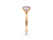 Solitaire Engagement Ring Setting for Fancy Pink Radiant Cut Center with Plain Band, Open Basket and Prong Head in Rose Gold