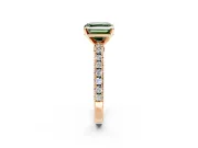 Solitaire Engagement Ring Setting for Fancy Green Asscher Cut Center with Single Row Accent Band and Prong Head in Rose Gold