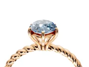 Solitaire Engagement Ring Setting for Fancy Blue Marquise Center with Plain Twisted Rope Band and Prong Head in Rose Gold