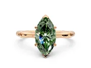 Solitaire Engagement Ring Setting for Fancy Green Marquise Center with Bamboo Band and Prong Head in Rose Gold