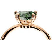 Minimalist Solitaire Engagement Ring Setting for Fancy Green Heart-Shaped Center with Thin Band and Prong Head in Rose Gold